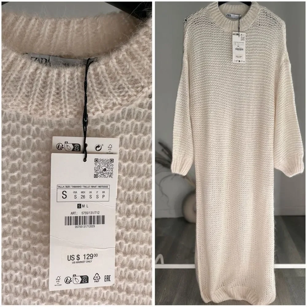 ZARA ALPACA BLEND OVERSIZED KNIT DRESS - Picture 2 of 5